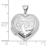 SS Rhod-plated Polished 18mm Key to my Heart Reversible Heart Locket - Image 5