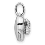 Sterling Silver Rhodium-plated Polished 12mm CZ Bee Heart Locket - Image 2