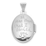 Sterling Silver Rhod-Plated 19x15mm Foot Prints Reversible Oval Locket - Image 3