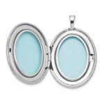 Sterling Silver Rhodium-plated Cross 26mm Oval Locket - Image 4