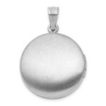 Sterling Silver Rh-plated Diamond Star 20mm Circular Border Round Locket - Image 3