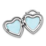 Sterling Silver Rhodium-plated Polished Front/Brushed Back 1/20 carat Diamond 12mm Heart Locket - Image 4