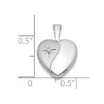 Sterling Silver Rhodium-plated Brushed And Polished 1/20 carat Diamond 12mm Heart Locket - Image 5