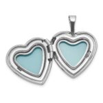 Sterling Silver Rhodium-plated Polished Front/Brushed Back Foot Prints with Star 16mm Heart Locket - Image 4