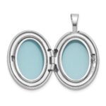 Sterling Silver Rhodium-plated Brushed And Polished 1/20 carat Diamond 16mm Oval Locket - Image 4