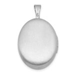 Sterling Silver Rhodium-plated Brushed  1/20 carat Diamond Engraved Cross 16mm Oval Locket - Image 3