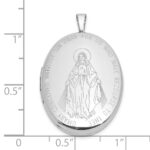 Sterling Silver Rhodium-plated Polished Front/Brushed Back Miraculous Medal 20mm Oval Locket - Image 5