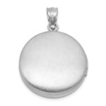 Sterling Silver Rhodium-plated Brushed Diamond-cut with 1/20 carat Diamond Cross 20mm Round Locket - Image 3