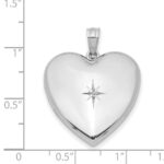 Sterling Silver Rhod-plated 24mm w/ Diamond Star Design Heart Locket - Image 4