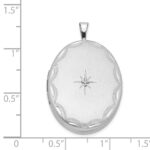 Sterling Silver Rhodium-plated Satin 26mm with Diamond Star Oval Locket - Image 4