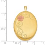 Sterling Silver Gold-Plated 26mm Satin & Enameled Floral Scroll Locket - Image 4