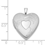 Sterling Silver Rhod-plated 20mm Satin/Polished D/C Butterfly Heart Locket - Image 4