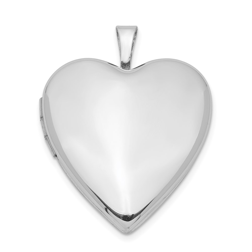 QLS396.jpg Sterling Silver Rhodium-plated 20mm Polished Front/Satin Back Heart Locket - Image 1