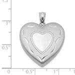 Sterling Silver Rhodium-plated 24mm D/C Heart Locket - Image 4