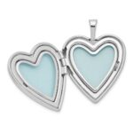 Sterling Silver Rhod-plated 20mm Satin, Enamel, D/C Floral Heart Locket - Image 5