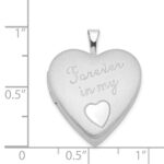 Sterling Silver Rhod-plated Polished/Satin 20mm Forever in my Heart Locket - Image 4