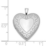 Sterling Silver Rhodium-plated 20mm D/C Heart Locket - Image 4