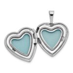 Sterling Silver Rhodium-plated Satin & D/C Diamond Star Heart Locket - Image 5