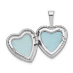 Sterling Silver Rhodium-plated Butterflies 12mm Heart Locket - Image 5