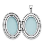 Sterling Silver Rhodium-plated 19mm Diamond Polished/Satin Star Oval Locket - Image 5