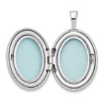 Sterling Silver Rhodium-plated & Diamond Side Scallops 19mm Oval Locket - Image 5