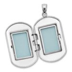 Sterling Silver Rhodium-plated Cross Rectangular Locket - Image 5