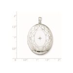 Sterling Silver Rhodium-plated & Diamond w/ Swirl Border 34mm Oval Locket - Image 4