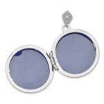 Sterling Silver Rhodium-plated 20mm Round w/Diamond Vintage Locket - Image 5