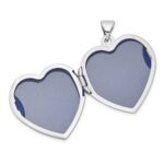 Sterling Silver Rhodium-plated 21mm Textured Heart Locket - Image 5