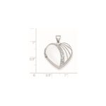 Sterling Silver Rhodium-plated 21mm Textured Heart Locket - Image 4