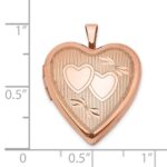 Sterling Silver Rose Gold-plated 20mm Double Hearts Heart Locket - Image 4
