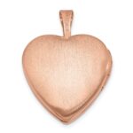 Sterling Silver Rose Gold-plated Satin and Polished 2-Frame Heart Locket - Image 3