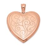 Sterling Silver Rose Gold-plated 24mm Swirl Design Heart Locket