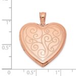 Sterling Silver Rose Gold-plated 24mm Swirl Design Heart Locket - Image 4