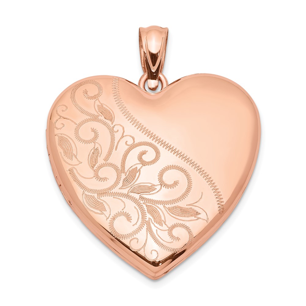 QLS753.jpg Sterling Silver Rose Gold-plated 24mm Scrolled Heart Family Locket - Image 1