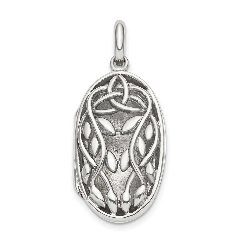 QLS851.jpg Sterling Silver Antiqued Filigree 23mm Locket Pendant - Image 1