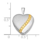 Sterling Silver Gold-tone Polished & Satin 16mm Heart Locket - Image 5