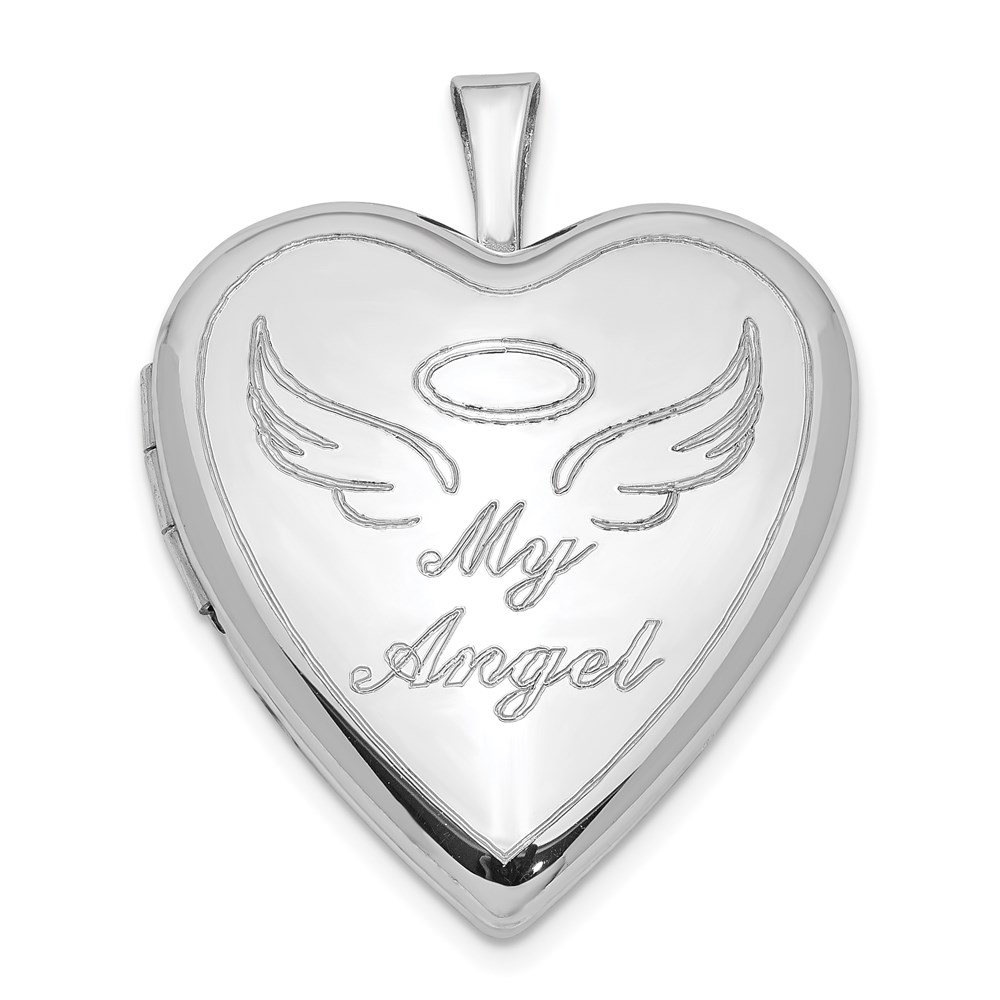 QLS893.jpg Sterling Silver Rhodium-plated 21mm Polished My Angel Heart Locket - Image 1