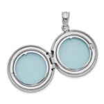 Sterling Silver Rhodium 20mm Grooved & Polished Pawprint Round Locket - Image 3