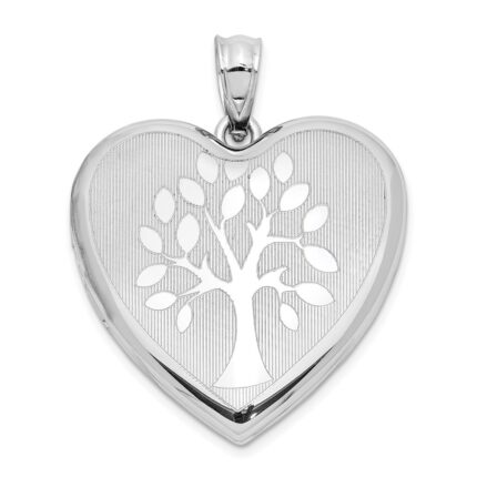 Sterling Silver Rhodium-plated Tree Ash Holder Heart Locket