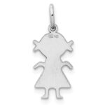 SS Rh-plt D/C Engraveable Girl Polished Front/Satin Back Disc Charm - Image 4