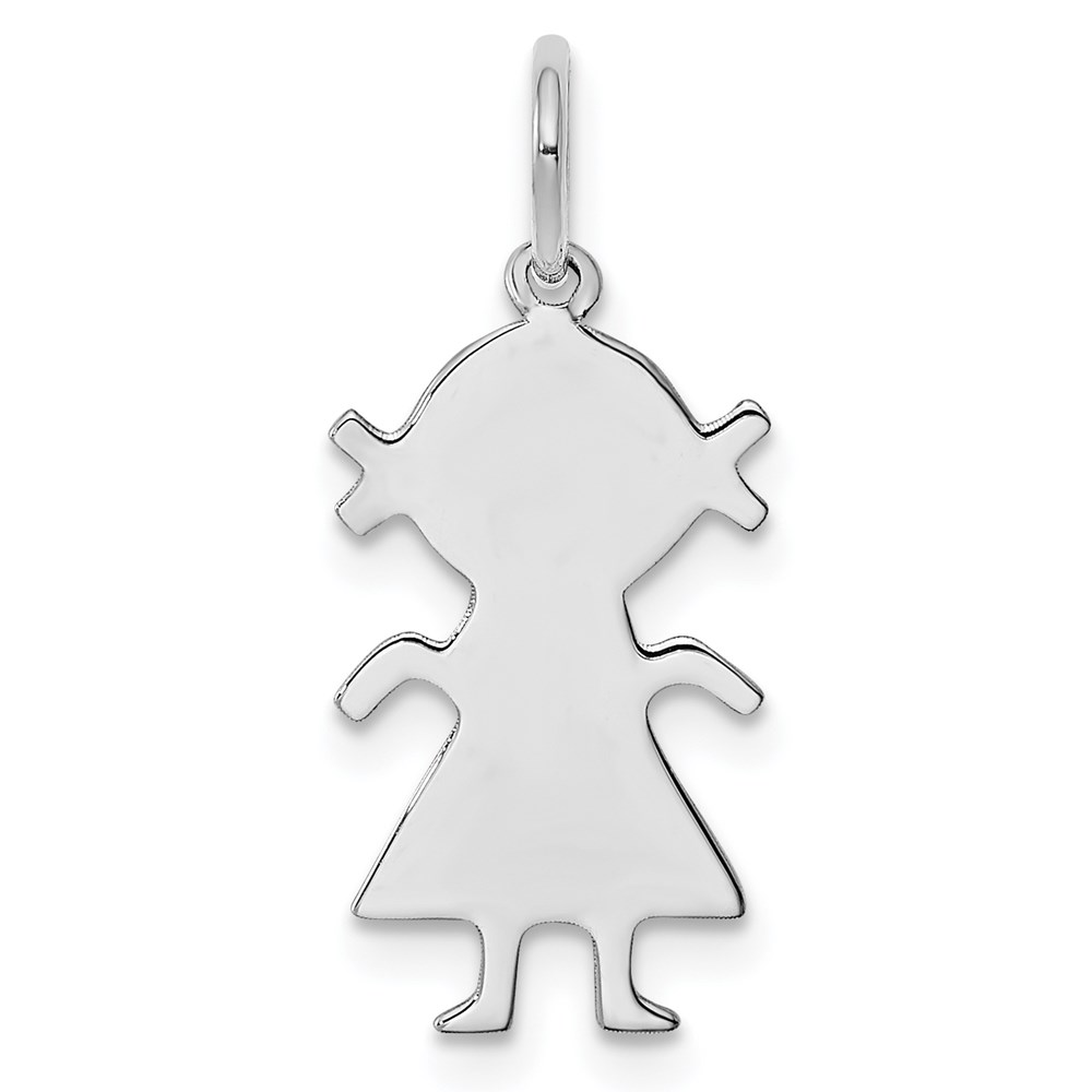 QM330.jpg Sterling Silver Rhod-plated Eng. Girl Polished Front/Satin Back Disc Charm - Image 1