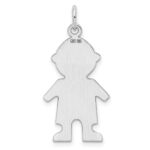 Sterling Silver Rhod-plated Eng. Boy Polished Front/Satin Back Disc Charm - Image 4