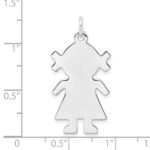 Sterling Silver Rhod-plated Eng. Girl Polished Front/Back Disc Charm - Image 3