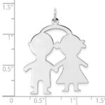 SS Rh-plt Engraveable Boy/Girl Polished Front/Satin Back Disc Charm - Image 3
