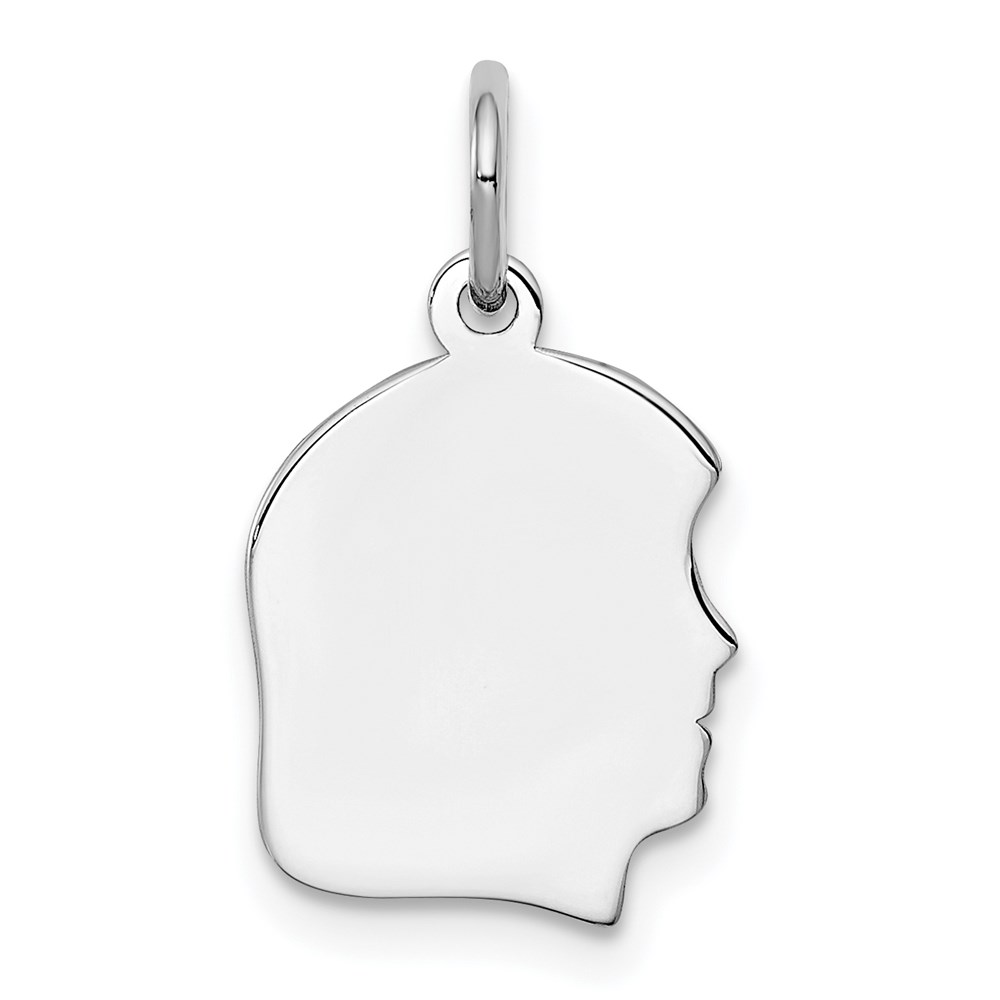QM346-1.jpg Sterl Silver Rh-plt Engraveable Girl Polished Front/Satin Back Disc Charm - Image 1