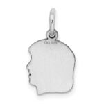 Sterl Silver Rh-plt Engraveable Girl Polished Front/Satin Back Disc Charm - Image 4