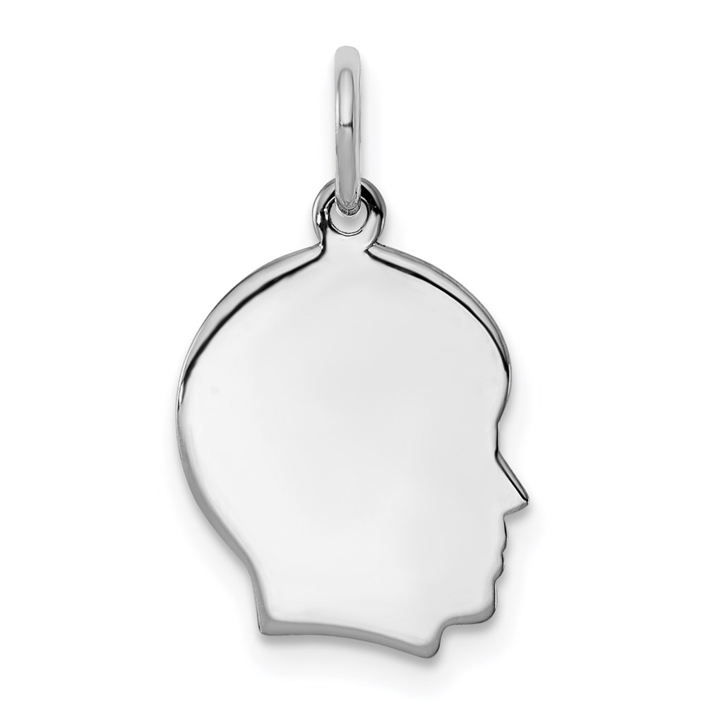 QM347-6.jpg Sterl Silver Rh-plt Engraveable Boy Polished Front/Satin Back Disc Charm - Image 1