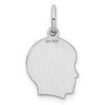 Sterl Silver Rh-plt Engraveable Boy Polished Front/Satin Back Disc Charm - Image 4