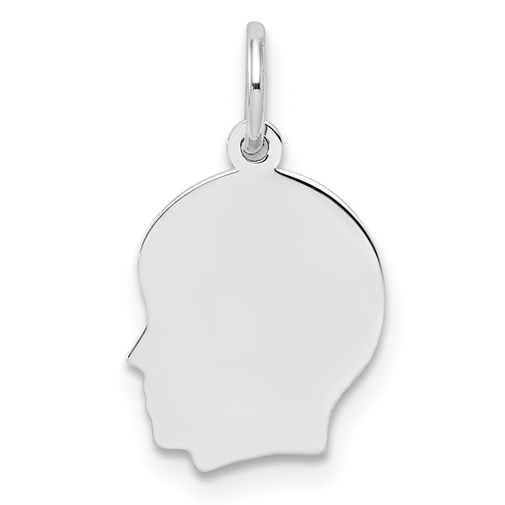 QM348-6.jpg Sterl Silver Rh-plt Engraveable Boy Polished Front/Satin Back Disc Charm - Image 1